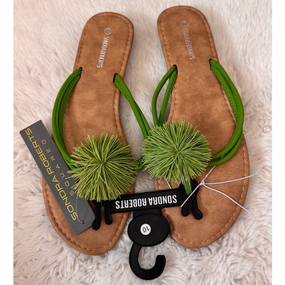 Sondra Roberts Women's Green Koosh Ball Sandal Size 10 - Picture 6 of 6